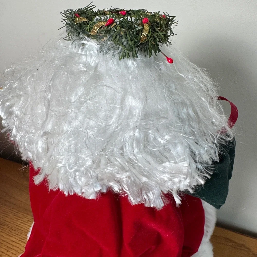Midwest Importers Vintage Santa Claus Figure 12 Inch Red Velvet‎ Green Robe Box
